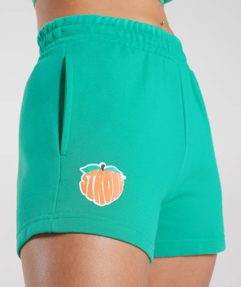 Gymshark Strong Peach Graphic Shorts - Bright Green