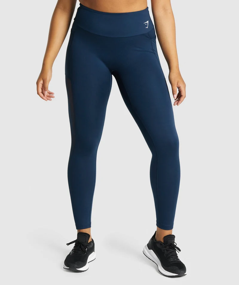 Gymshark Training Mesh Pocket Leggings - Navy