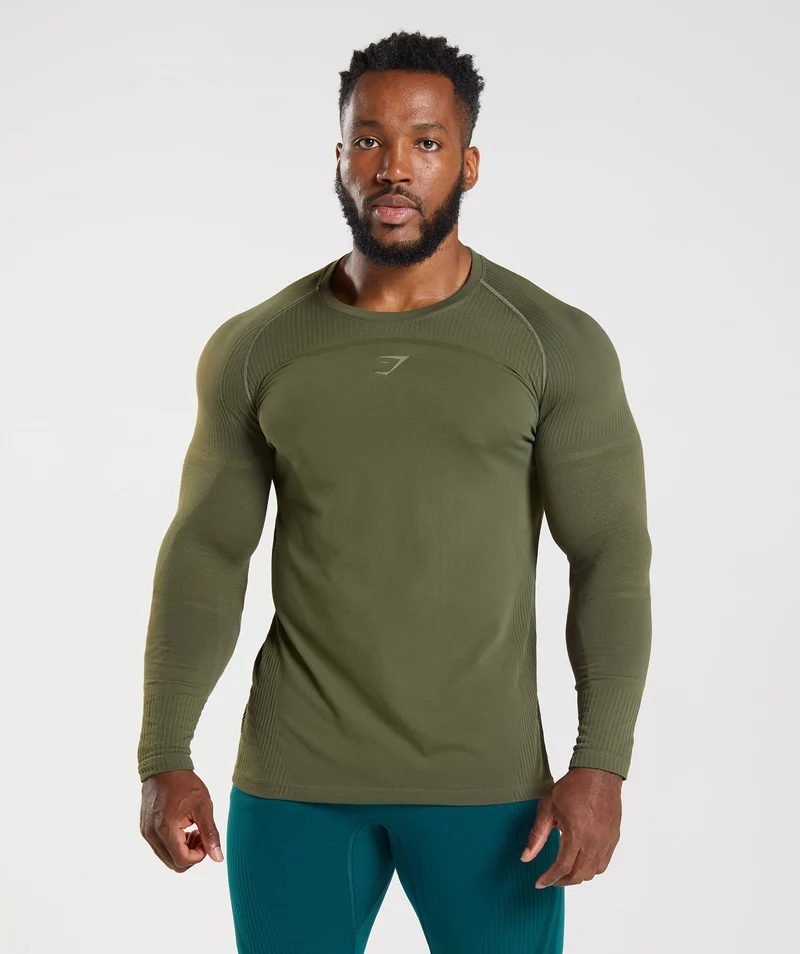 Gymshark 315 Long Sleeve T-Shirt - Core Olive/Marsh Green