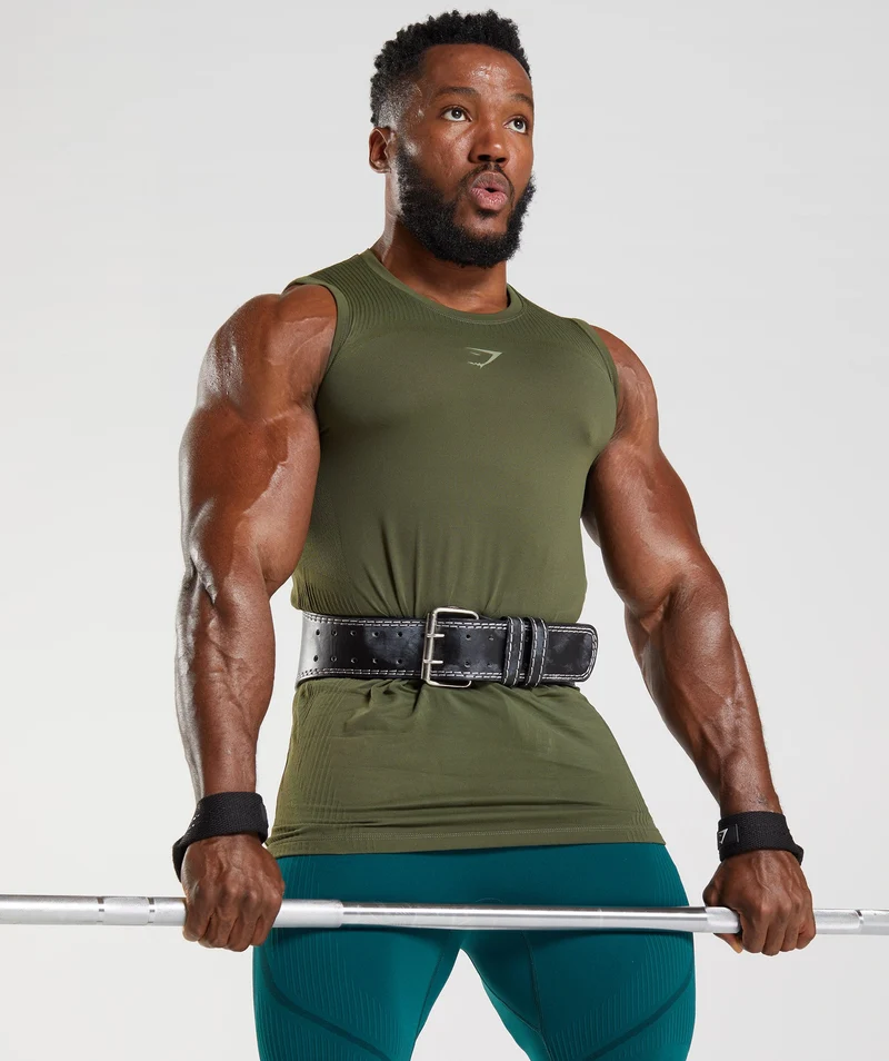 Gymshark 315 Seamless Tank - Core Olive/Marsh Green