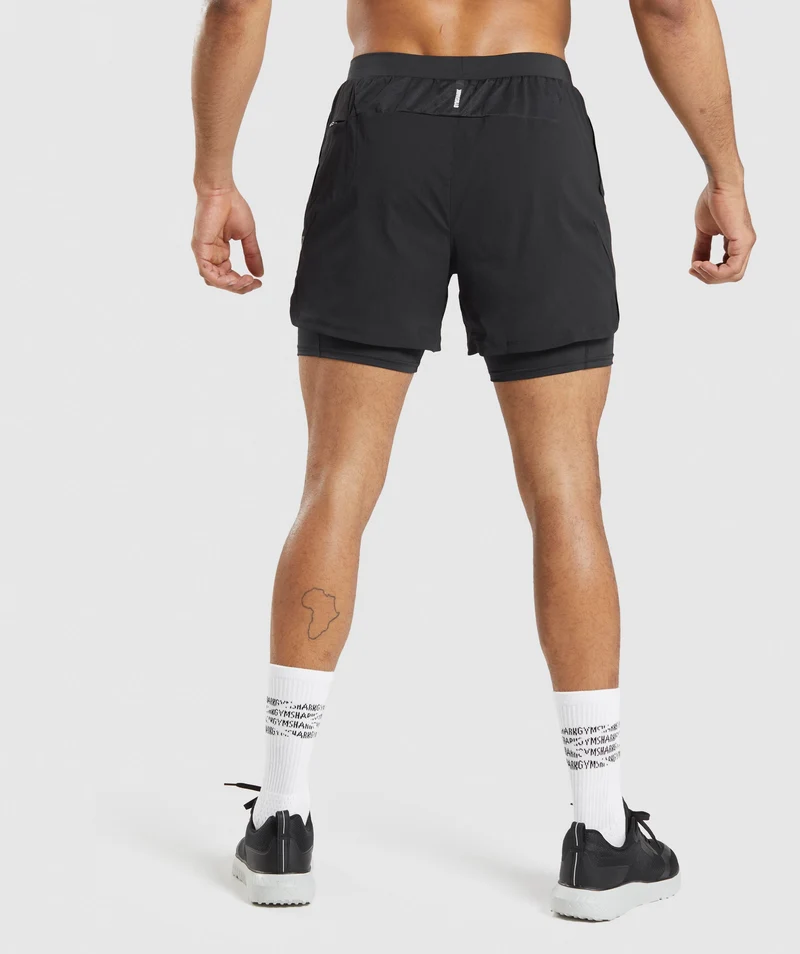 Gymshark Speed Evolve 5" 2 In 1 Shorts - Black