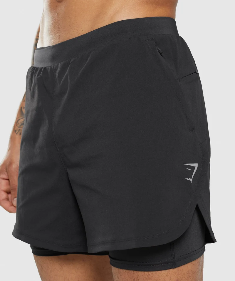 Gymshark Speed Evolve 5" 2 In 1 Shorts - Black