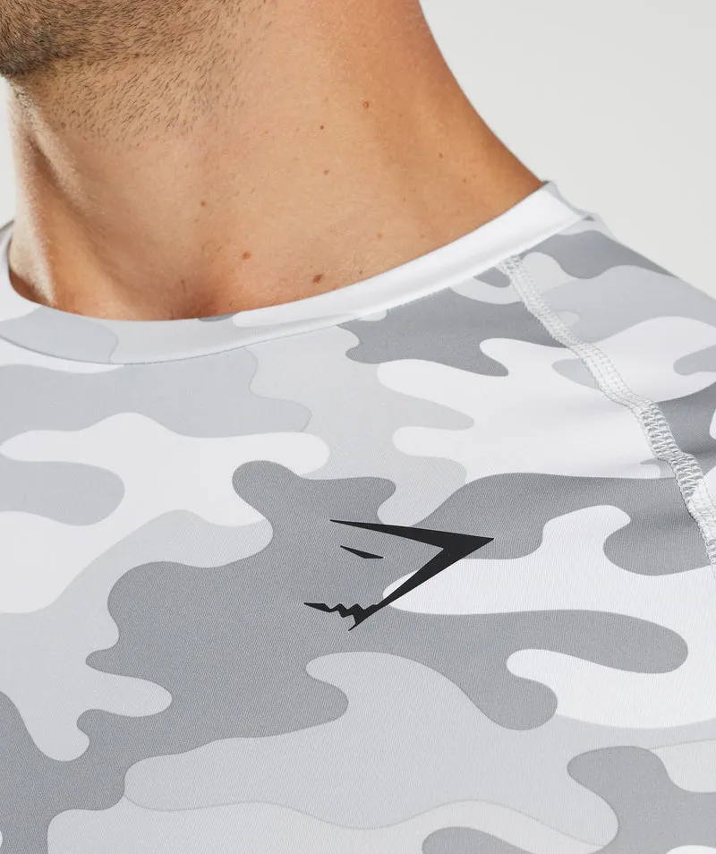 Gymshark Element Baselayer Long Sleeve T-Shirt - Light Grey Print