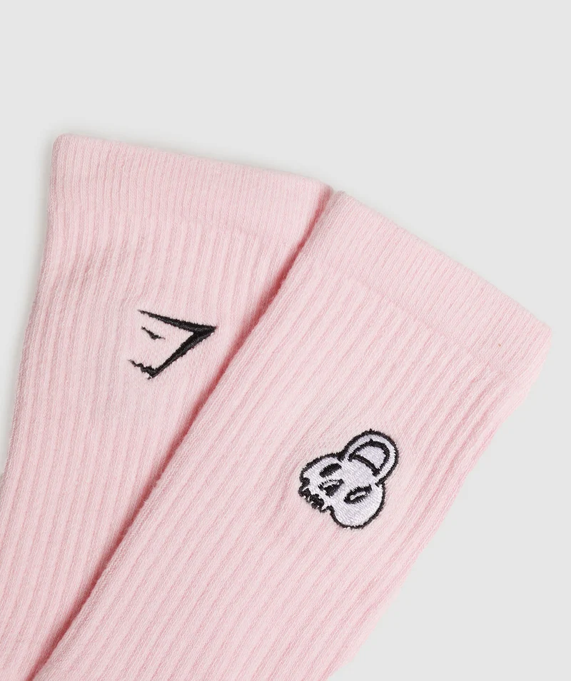 Gymshark GFX Crew Single Sock - Dolly Pink