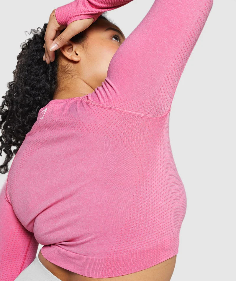 DNU - Gymshark Vital Seamless 2.0 Long Sleeve Crop Top - Pink Marl