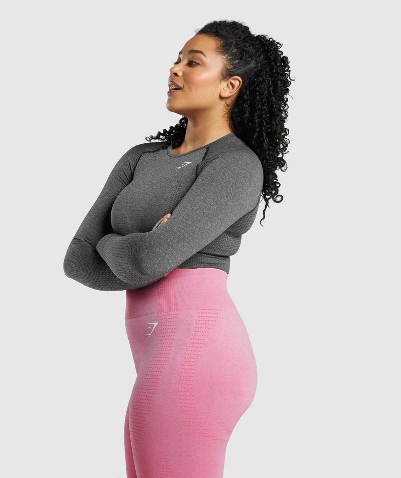 Gymshark Vital Seamless 2.0 Long Sleeve Crop Top - Charcoal Marl