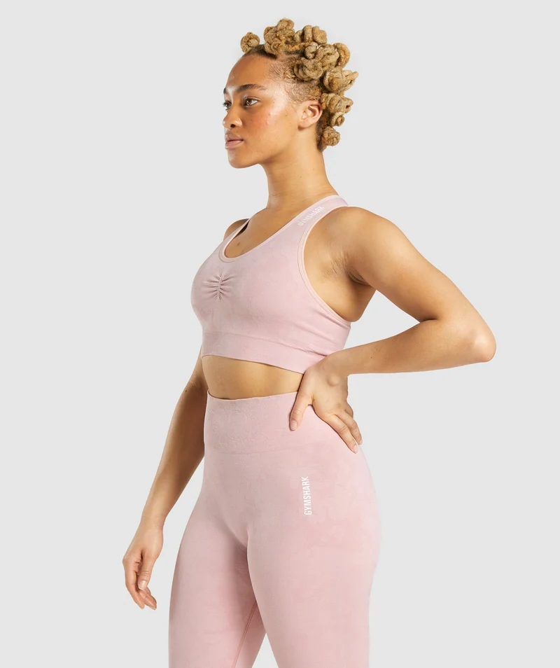 Gymshark Adapt Camo Seamless Racer Back Sports Bra - Light Pink