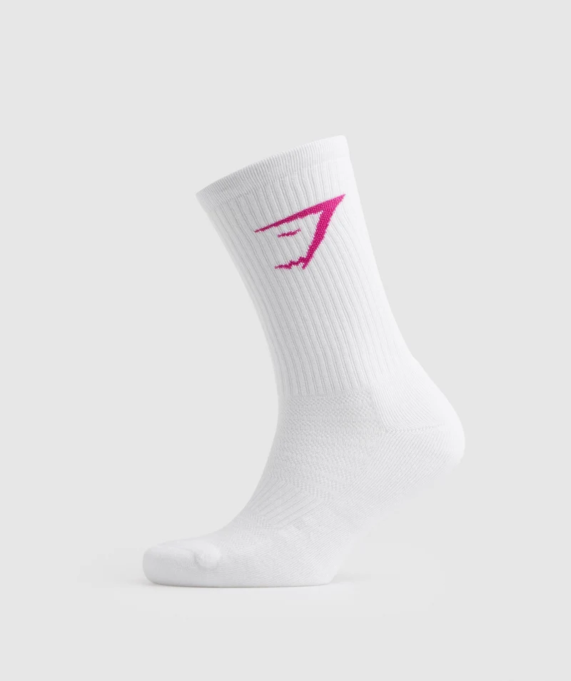 Gymshark Crew Socks 3pk - Magenta Pink/White/Sweet Pink