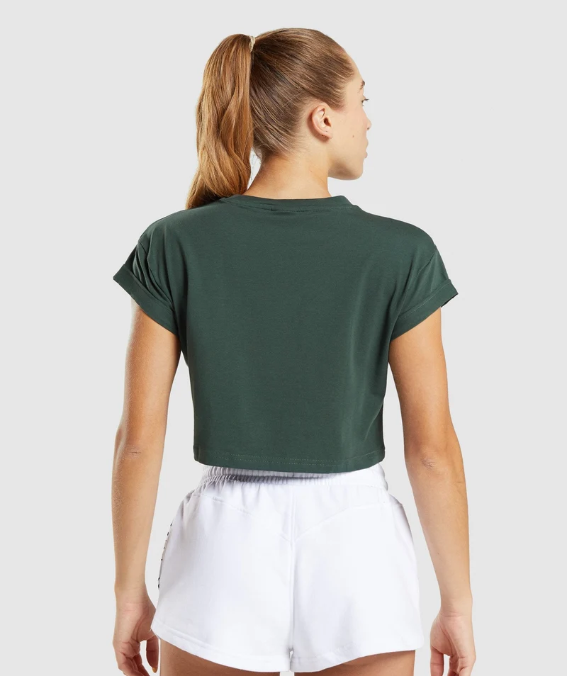 Gymshark Legacy Graphic Crop Tee - Dark Green