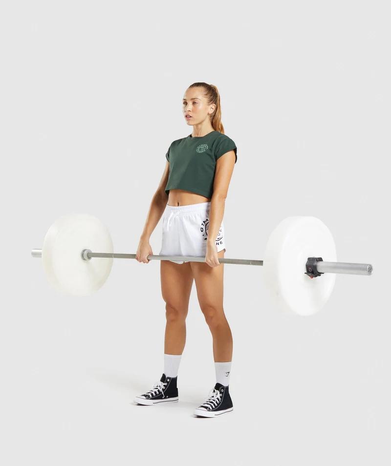 Gymshark Legacy Graphic Crop Tee - Dark Green