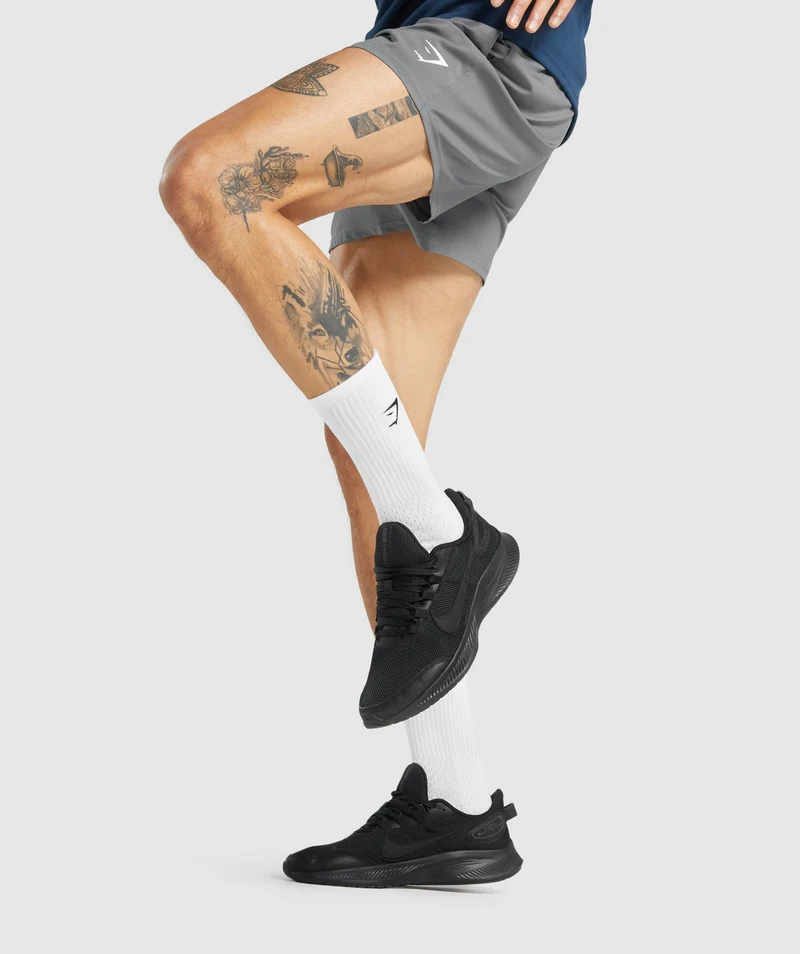Gymshark Embroidered Sharkhead Crew Socks - White