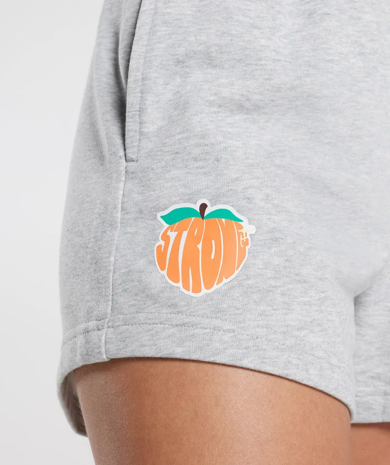 Gymshark Strong Peach Graphic Shorts - Light Grey Marl