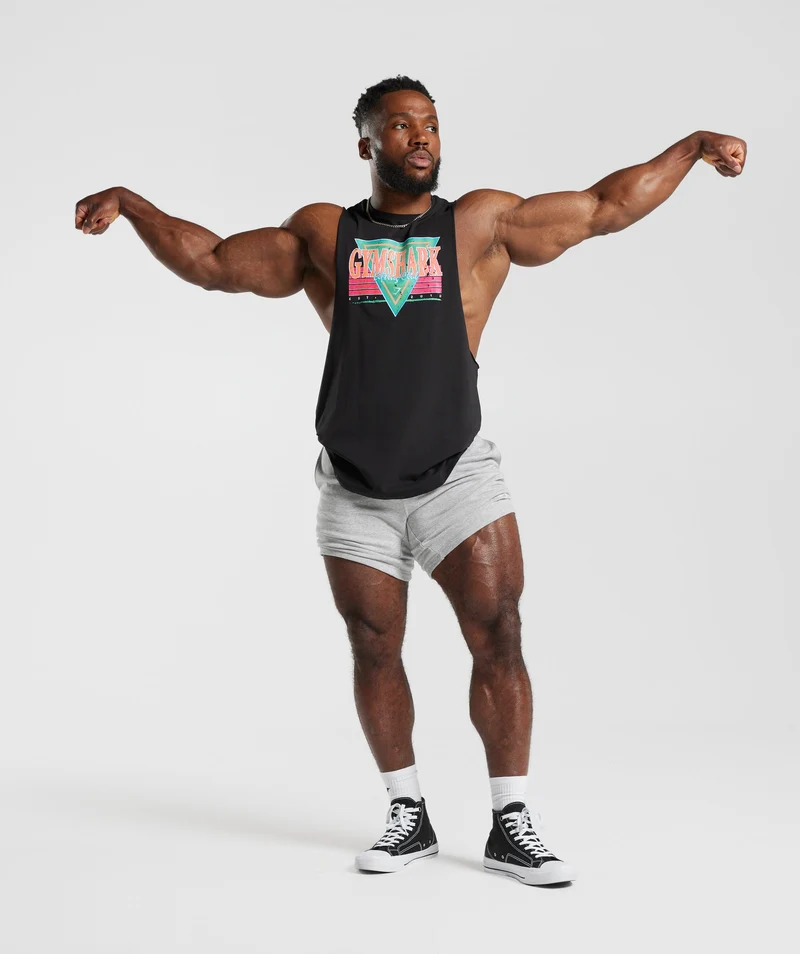 Gymshark Retrowave Drop Arm Tank - Black