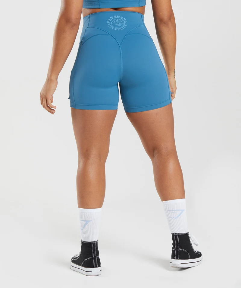 Gymshark Legacy Ruched Tight Shorts - Lakeside Blue