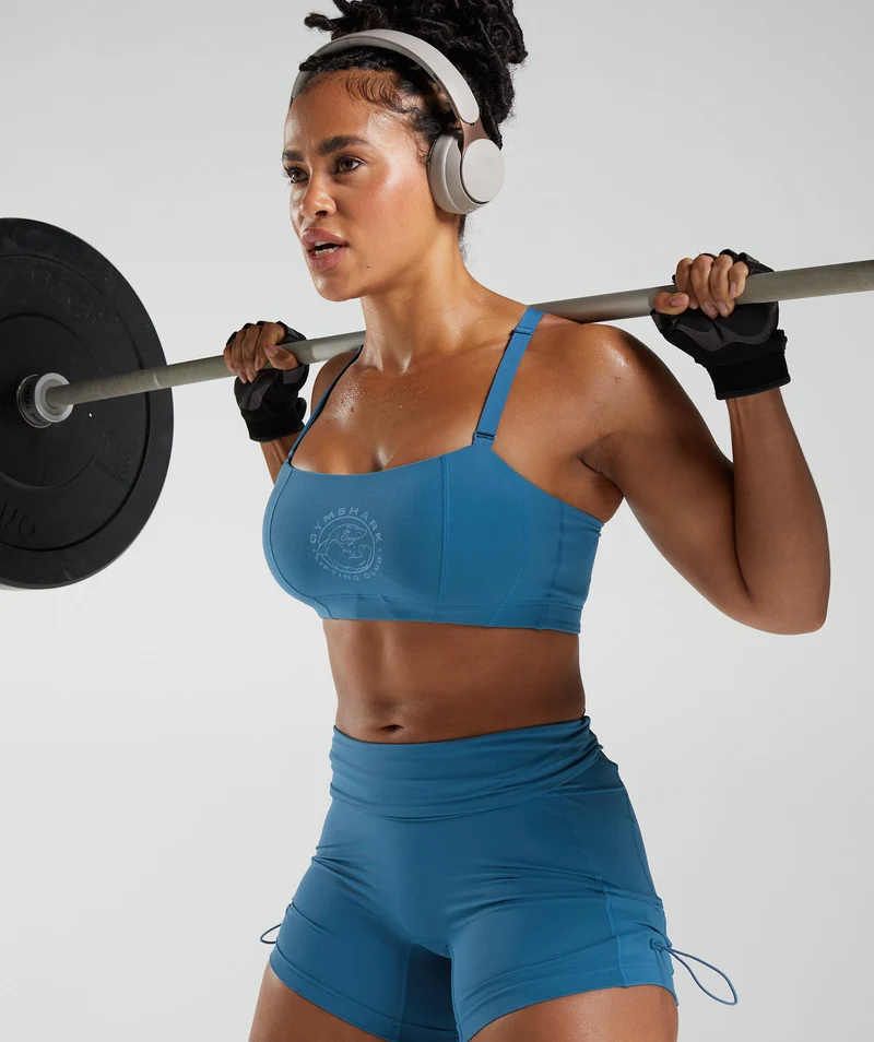 Gymshark Legacy Ruched Tight Shorts - Lakeside Blue