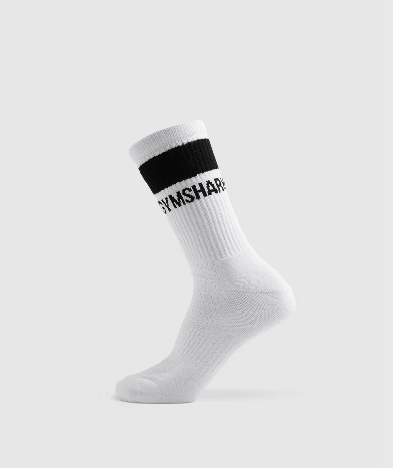 Gymshark Premium Crew Sock 1pk - White/Black