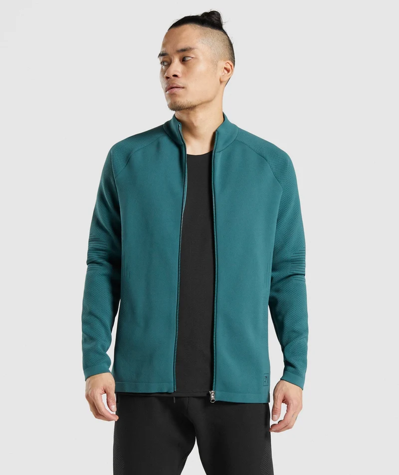Gymshark Retake Full Zip Track Jacket - Dark Green/Black