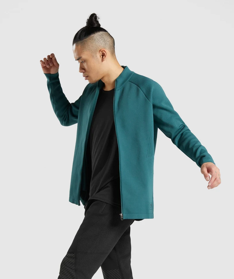 Gymshark Retake Full Zip Track Jacket - Dark Green/Black