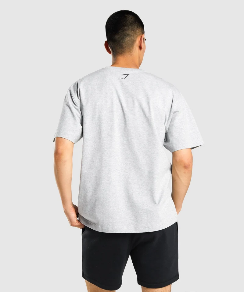 Gymshark GSLC Collegiate Oversized T-Shirt - Light Grey Marl