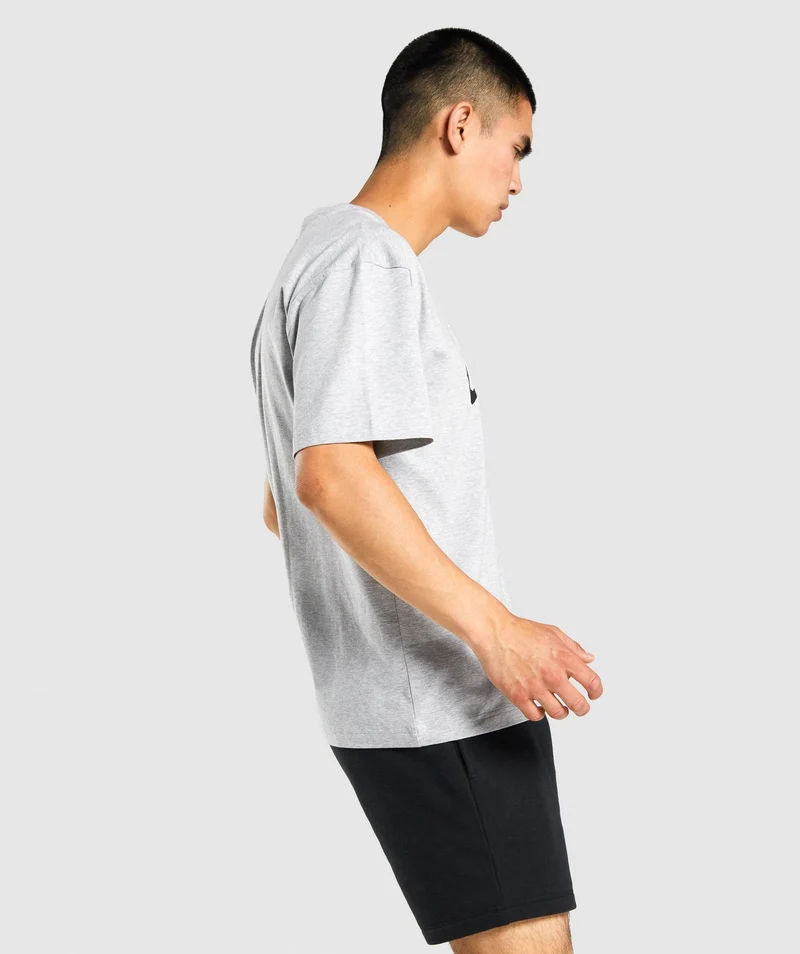 Gymshark GSLC Collegiate Oversized T-Shirt - Light Grey Marl