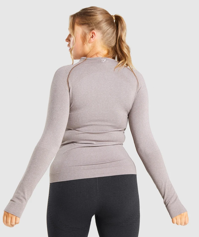 DNU - Gymshark Vital Seamless 2.0 Long Sleeve Top - Taupe Marl