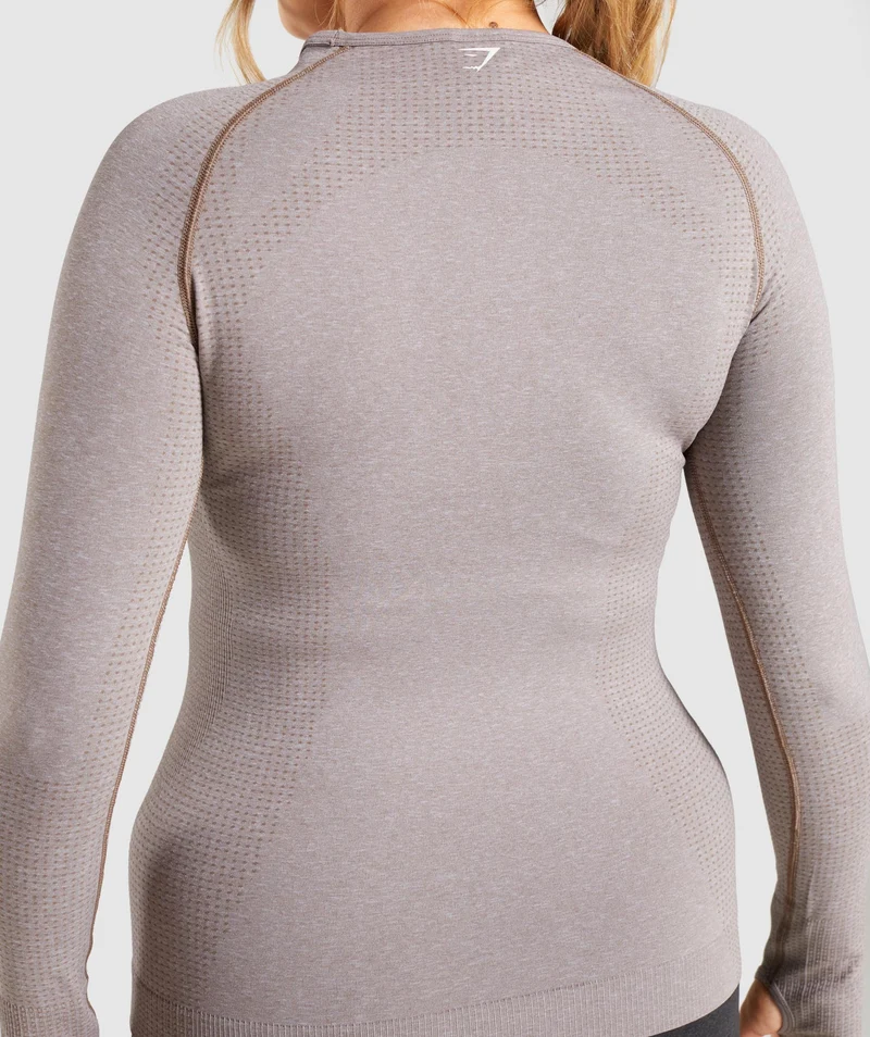 DNU - Gymshark Vital Seamless 2.0 Long Sleeve Top - Taupe Marl