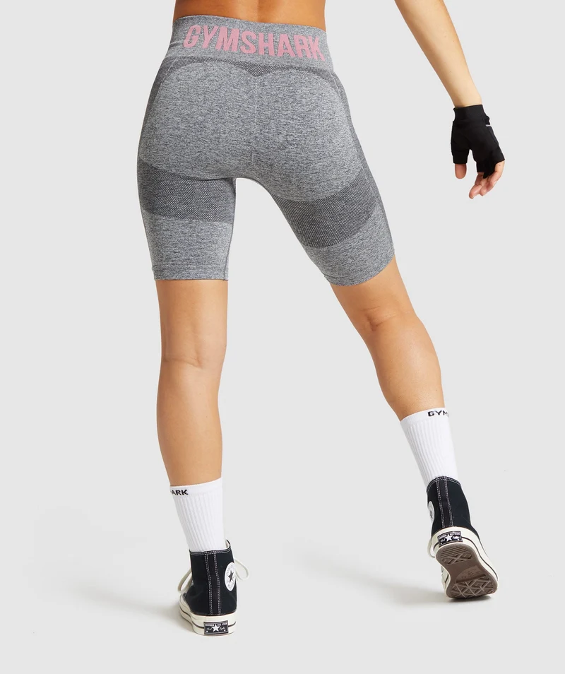 Gymshark Flex Cycling Shorts - Charcoal Marl/Pink
