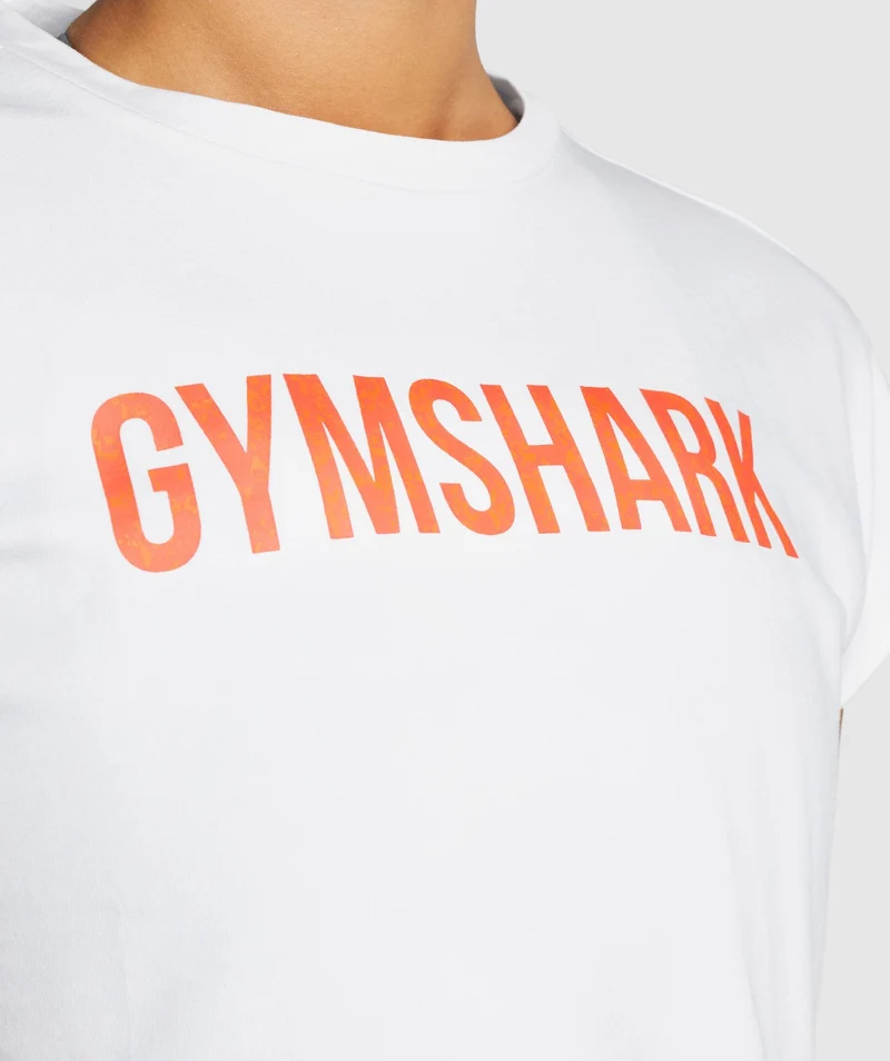 Gymshark Animal Graphic Infill Crop Tee - White