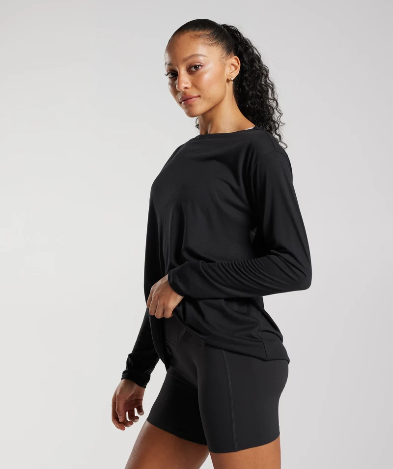 Gymshark Super Soft Cut-Out Long Sleeve Top - Black