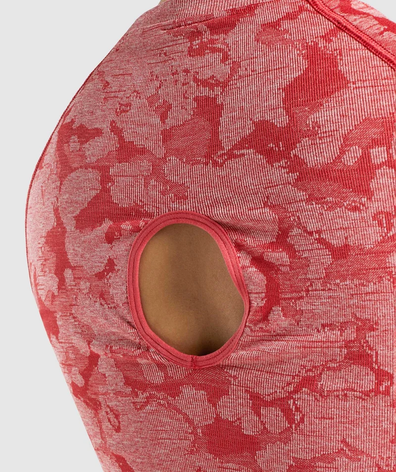 Gymshark Adapt Camo Seamless Long Sleeve Crop Top - Red