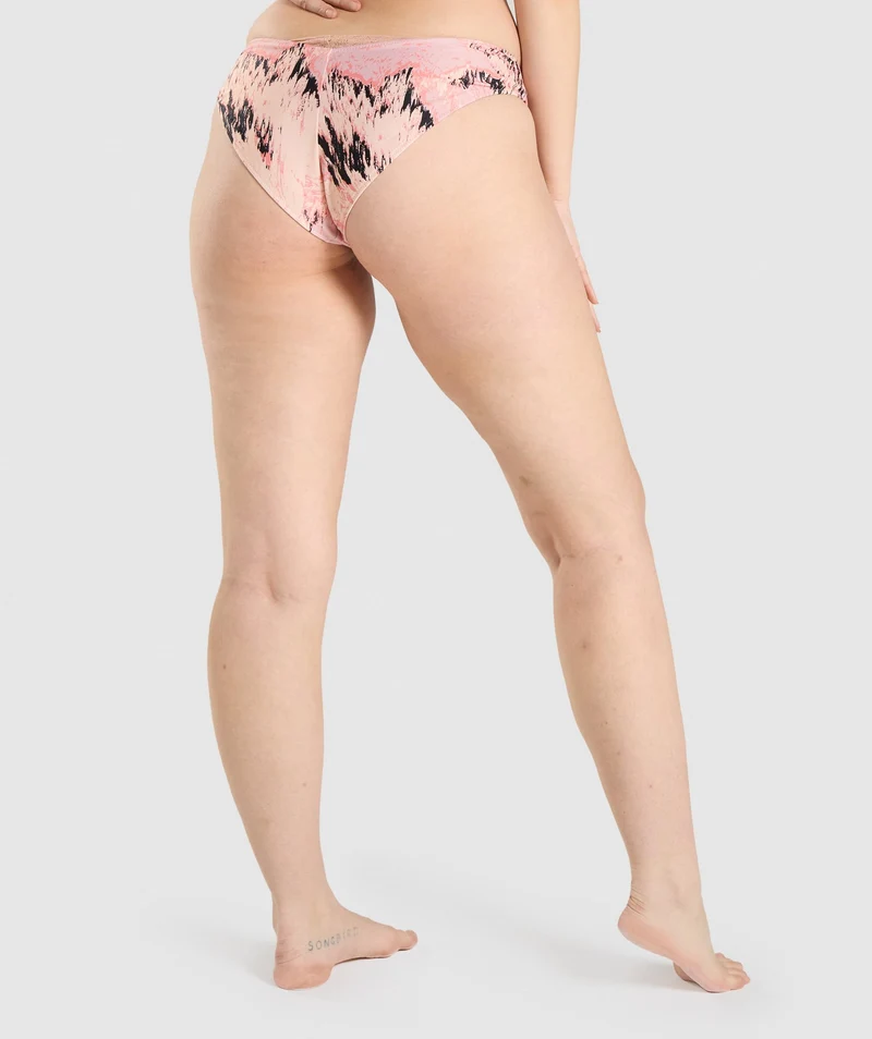 Gymshark V Shaped Bikini Bottoms - Light Pink Print