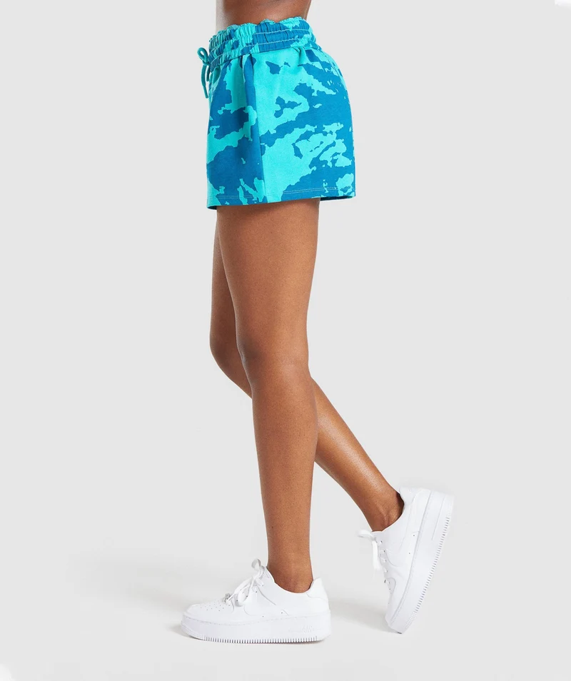 Gymshark Colour Burst Shorts - Light Teal Print