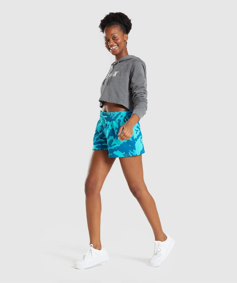 Gymshark Colour Burst Shorts - Light Teal Print