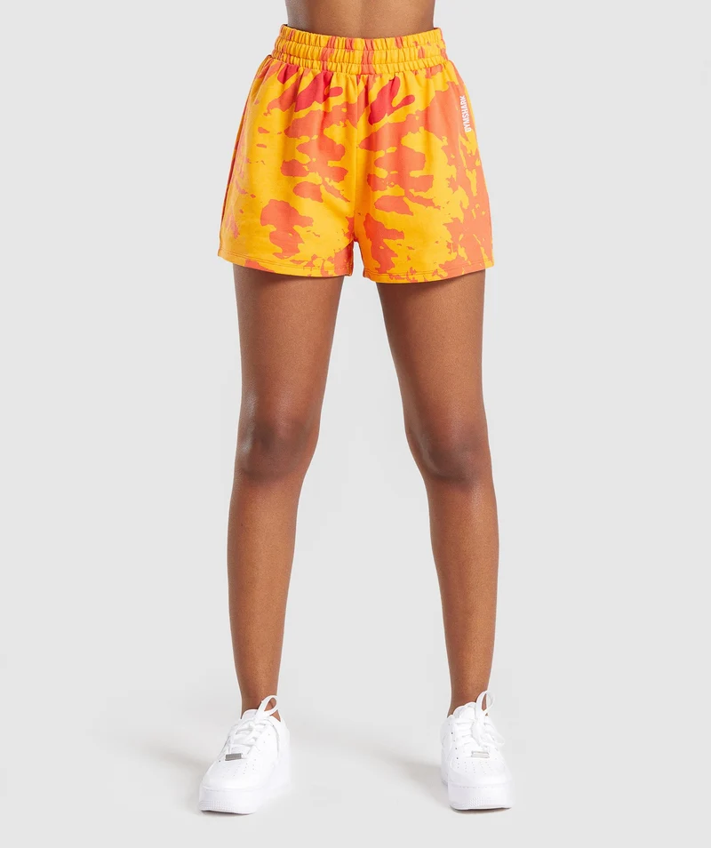 Gymshark Colour Burst Shorts - Orange Print