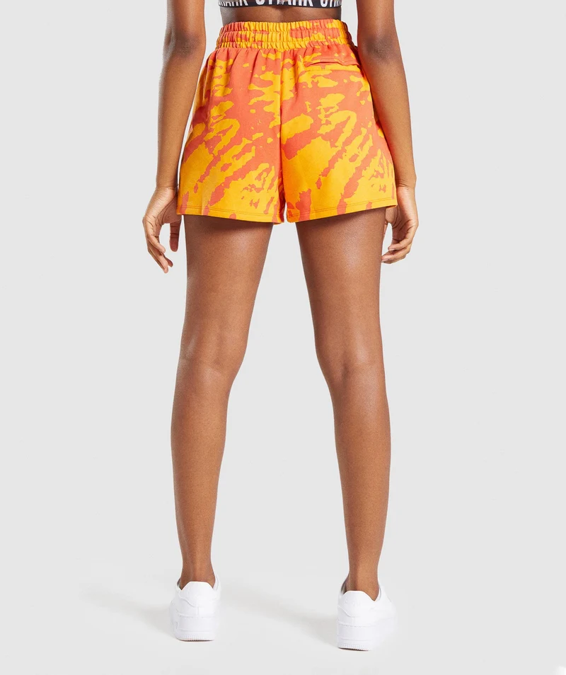 Gymshark Colour Burst Shorts - Orange Print