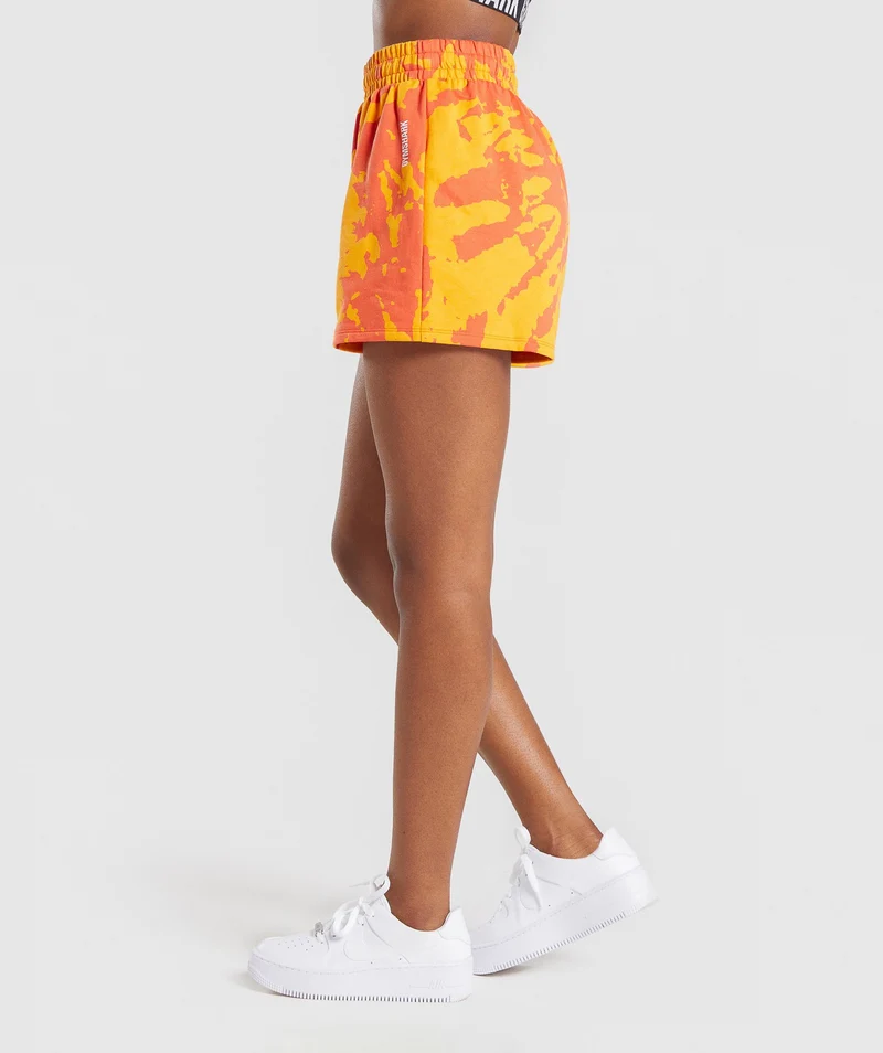 Gymshark Colour Burst Shorts - Orange Print