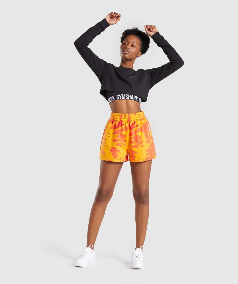 Gymshark Colour Burst Shorts - Orange Print