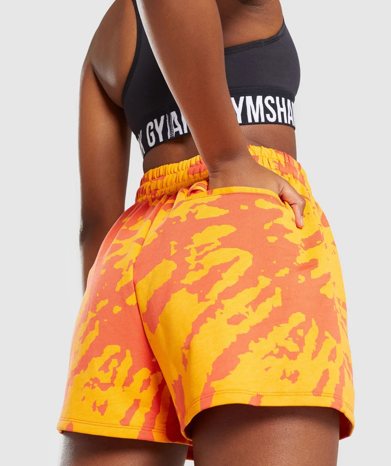 Gymshark Colour Burst Shorts - Orange Print