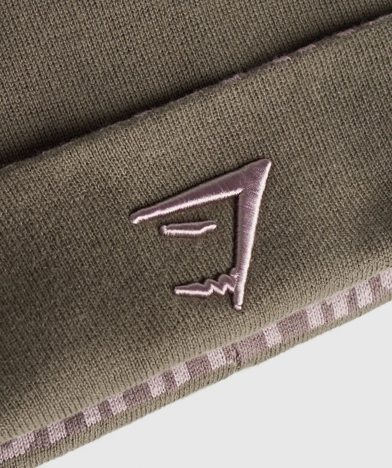 Gymshark Reverse Jacquard Beanie - Camo Brown/Washed Mauve/Walnut Mauve