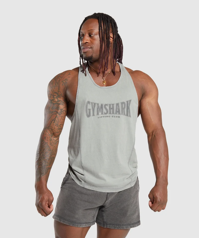 Gymshark Heritage Washed Stringer - Smokey Grey