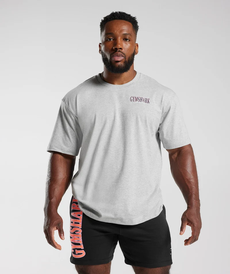 Gymshark Retrowave Oversized T-Shirt - Light Grey Core Marl