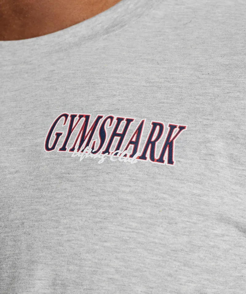 Gymshark Retrowave Oversized T-Shirt - Light Grey Core Marl