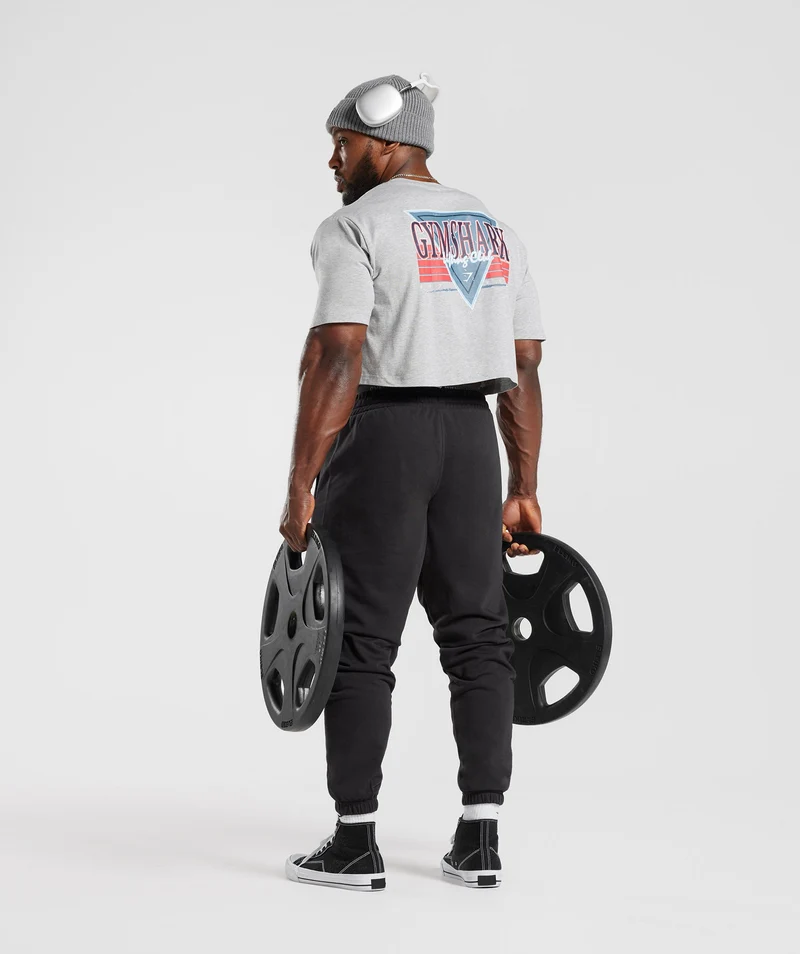 Gymshark Retrowave Crop T-Shirt - Light Grey Core Marl