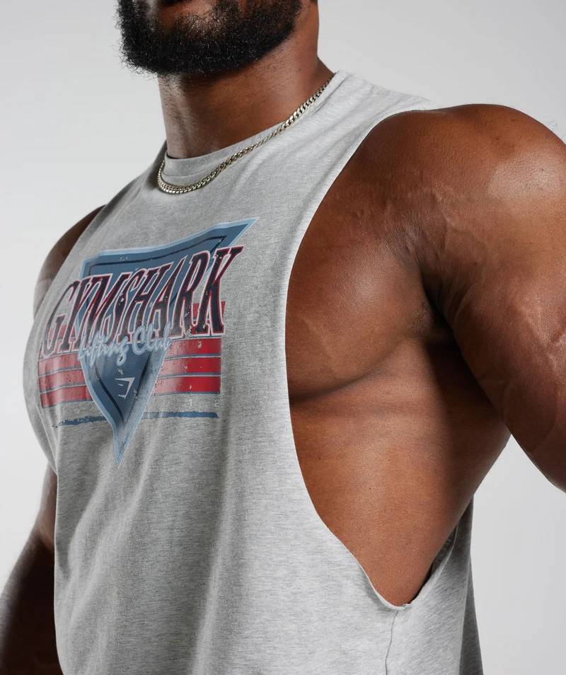 Gymshark Retrowave Drop Arm Tank - Light Grey Core Marl