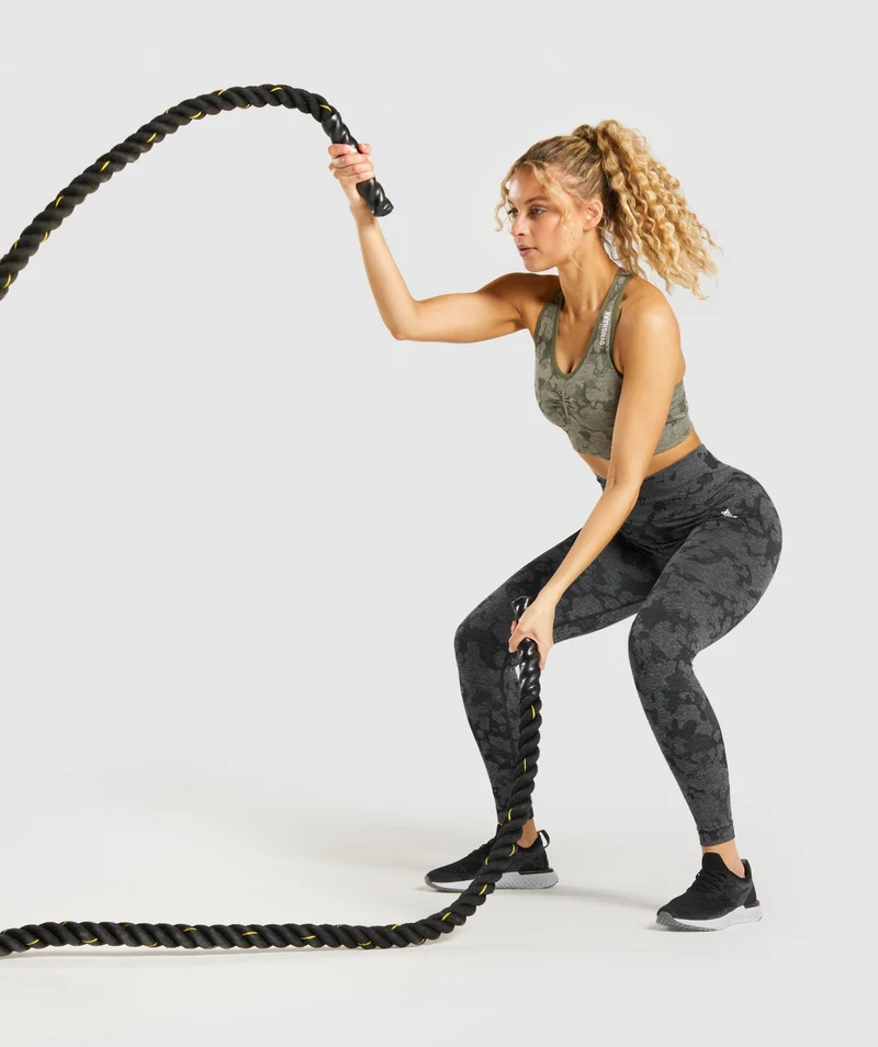 Gymshark Adapt Camo Seamless Racer Back Sports Bra - Green