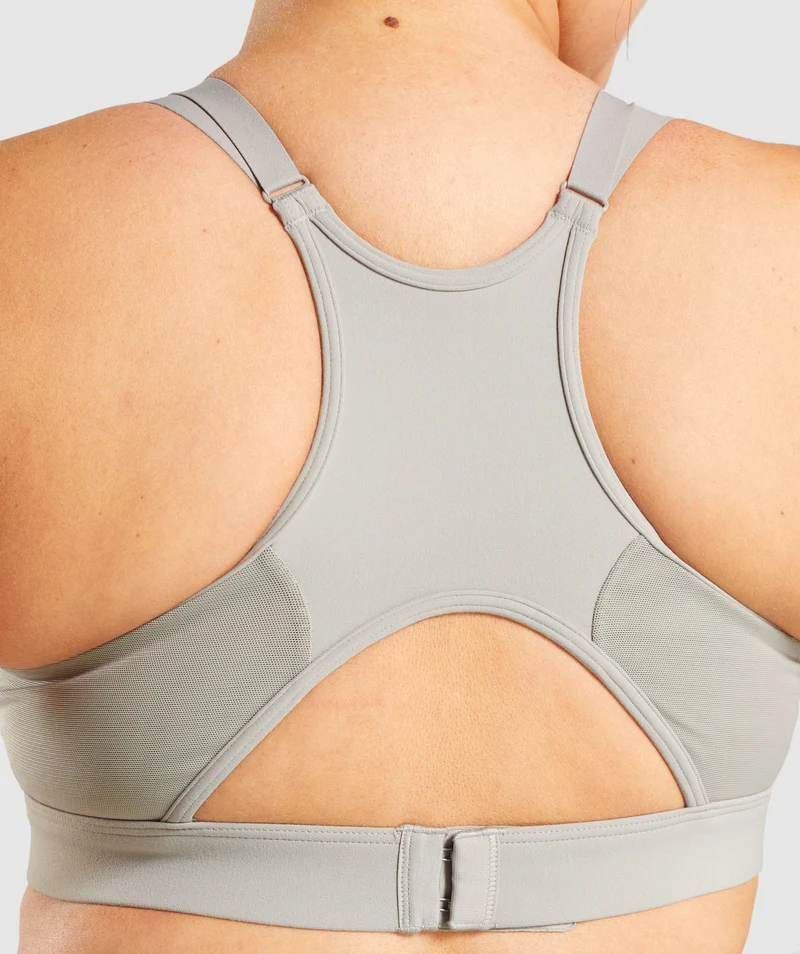 Gymshark Mesh Neckline Sports Bra - Grey