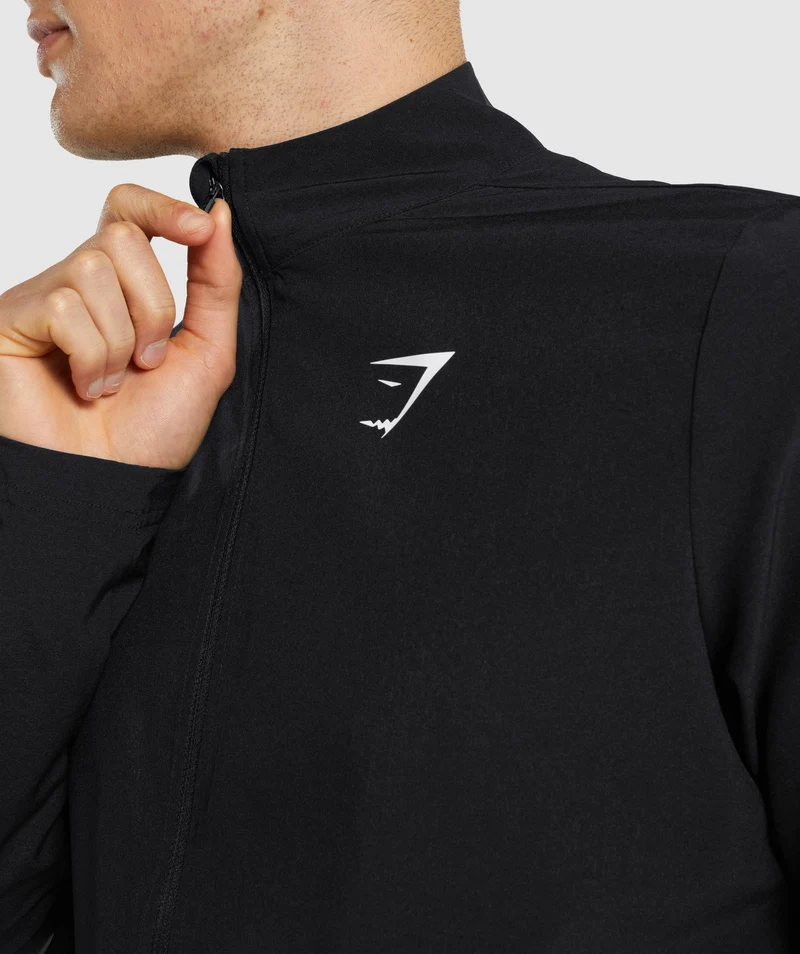 Gymshark Arrival Woven Full Zip Jacket - Black