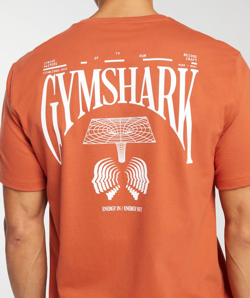 Gymshark Hybrid Wellness T-Shirt - Rust Orange