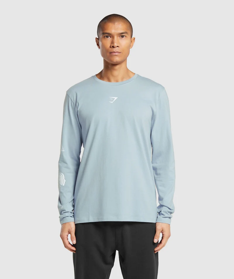 Gymshark Hybrid Wellness Long Sleeve T-Shirt - Salt Blue