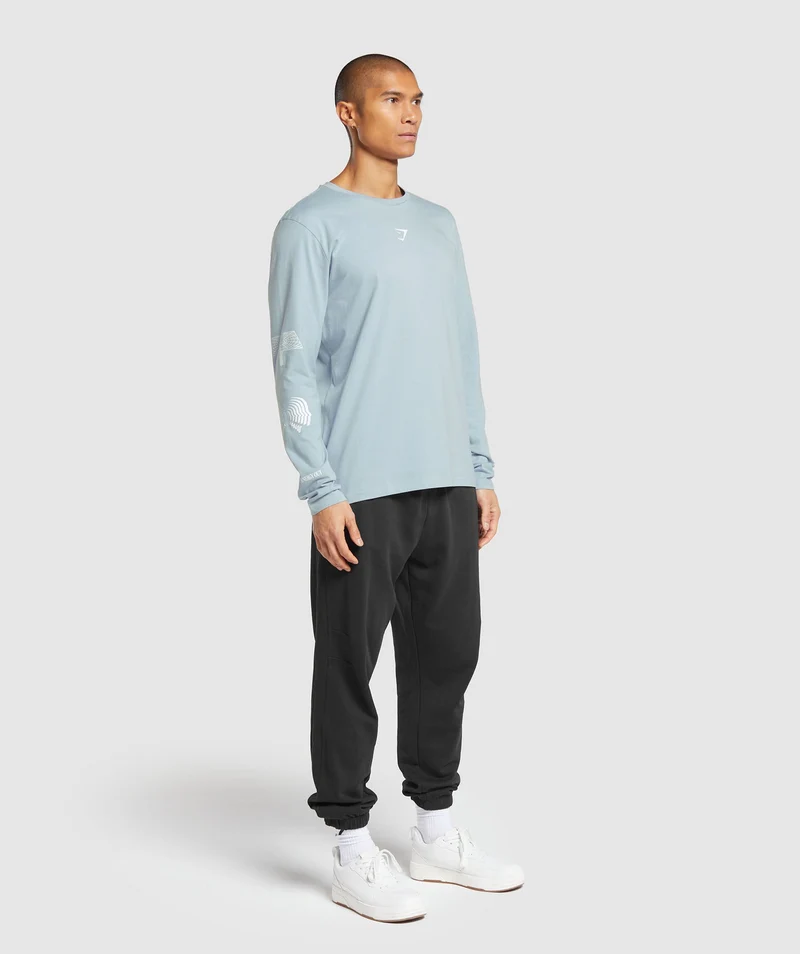Gymshark Hybrid Wellness Long Sleeve T-Shirt - Salt Blue
